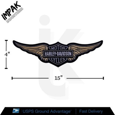 Harley Davidson Skin Eagle Wing 15'' x 4'' Embroidered patch Sew Iron On Patches