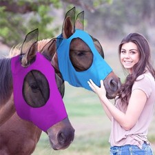 1pc Anti-Fly Mesh Equine Mask Horse Mask Stretch Bug Eye Horse Fly Mask With A3