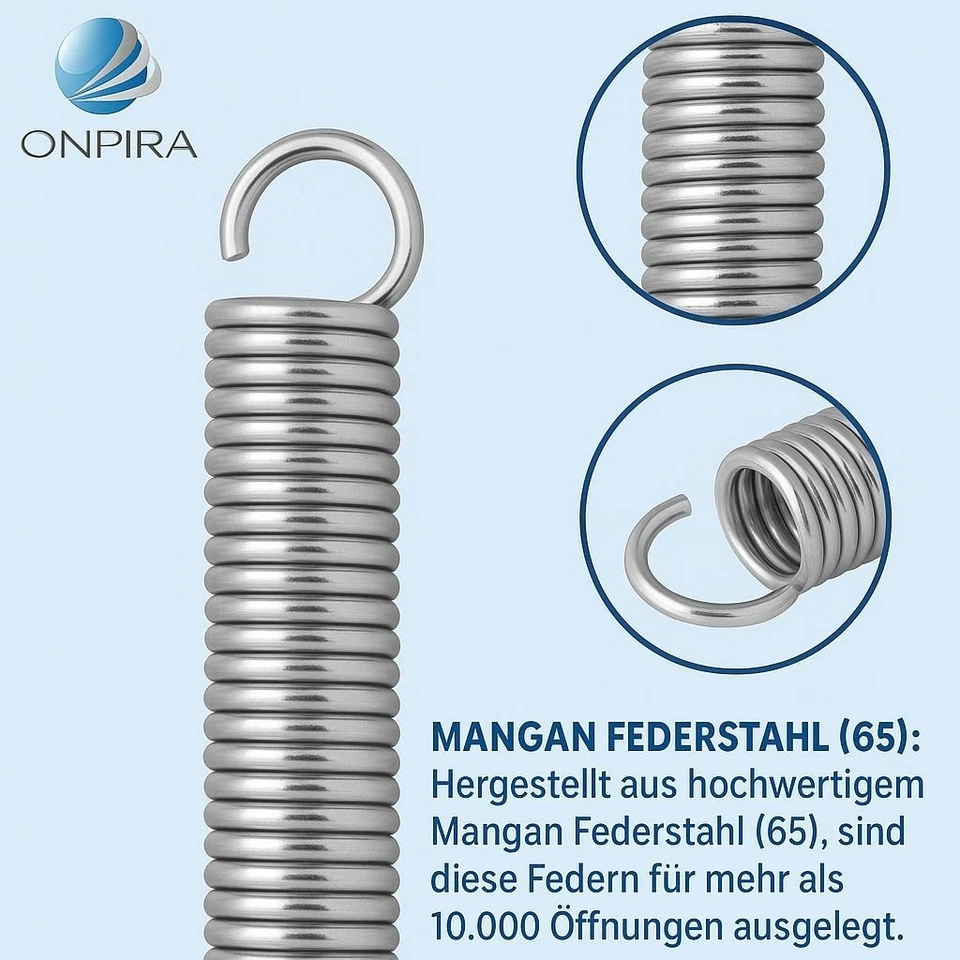 2x Universal Garagentor Garagentorfedern Garage Zugfeder Paar Ersatz Feder - Bild 4 von 4