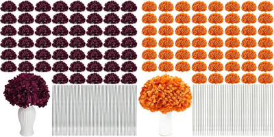 104 PCS Hydrangea Artificial Flower Heads with Stems for Home Decor