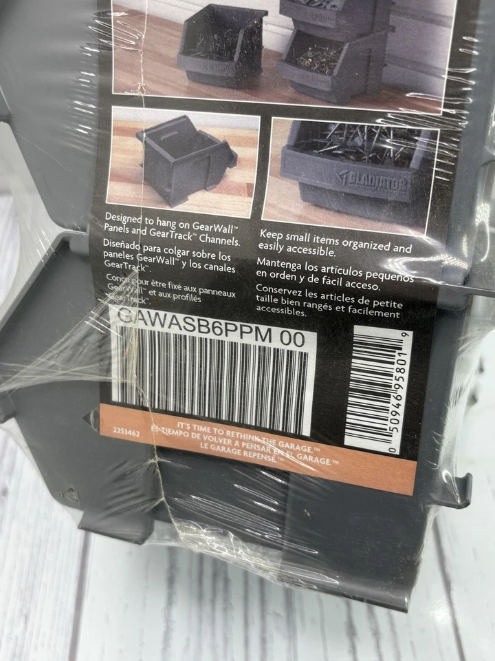 Gladiator GarageWorks GAWASB6PPM00 (paquete de 6) Gladiator contenedores de artículos pequeños grises NUEVO Foto 4 de 4