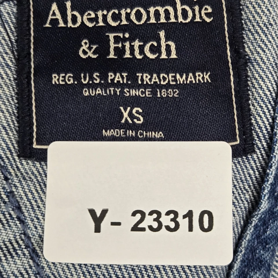 Mono de mujer Abercrombie & Fitch XS azul vaquero corto desgastado crudo Foto 2 de 4