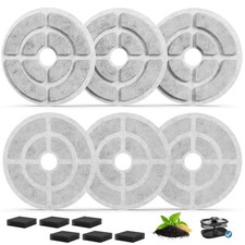 6 Pack Pet Fountain Filter Replacement for 2.5 Gal / 9.5 L Large Dog Water Fo...