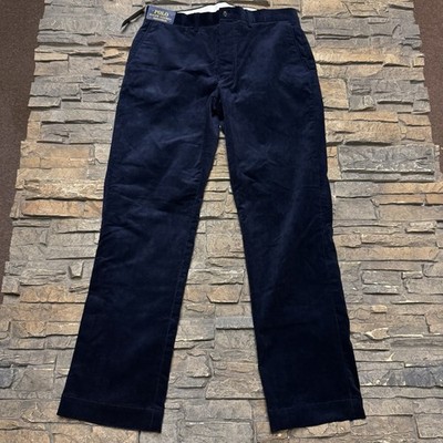 NEW Polo Ralph Lauren Pants Men's 34x32 Navy Blue Corduroy Straight Stretch NWT