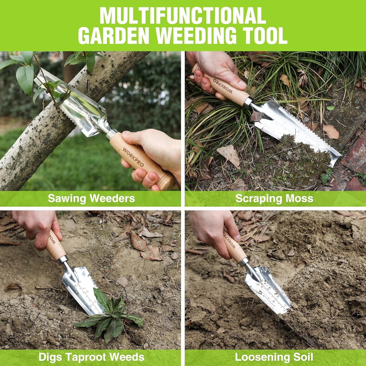 WORKPRO Garden Trowel with Wood Handle, Stainless Steel Narrow Hand Shovel,... 