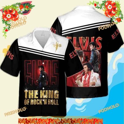 Elvis Presley King Of Rock And Roll Funny Hawaiian Shirt, For Rock Fans