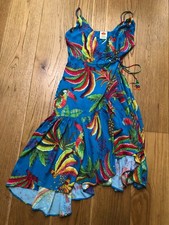 FARM RIO DRESS MINI WRAP VISCOSE BLUE DRESS SIZE - M