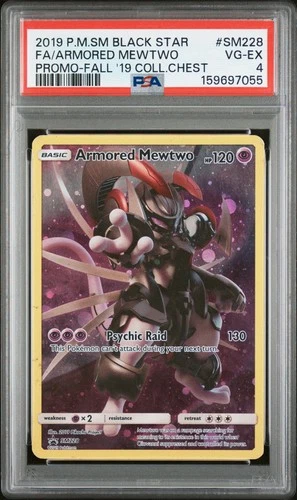 2019 POKEMON SM BLACK STAR PROMO #SM228 FULL ART/ARMORED MEWTWO PSA 4