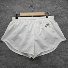 Nike Air Shorts Womens Large White Dri-FIT Running Mesh Lined Elastic Waist