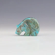 NATIVE AMERICAN ZUNI TURQUOISE BEAR FETISH BY KENRIC LAIWAKETE