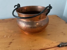 Small Vintage Hammered Copper Cauldron,  w/ Handle,  Approx. 4” Tall