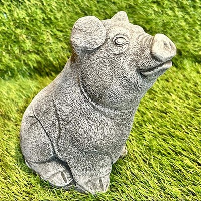 Beton sitzendes Schwein Outdoor Garten Deko Frostgeschützt
