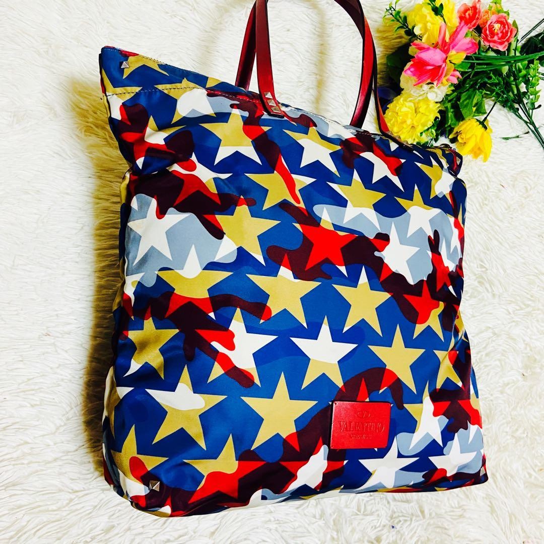 Valentino Garavani Tote Bag Large Star Camouflage Leather Nylon Made in Italy J thumbnail 15