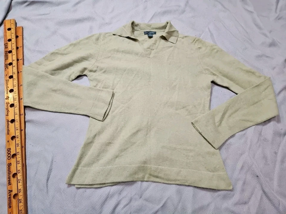 Suéter Griff Feminino Pequeno S Verde Cashmere Malha Polo Pulôver Gola Cubana - Imagem 2 de 4