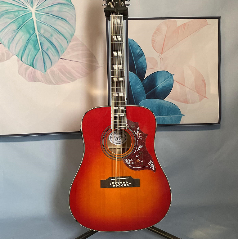 Acoustic Electric Guitar 12strings Humming Cherry Burst Solid Spruce