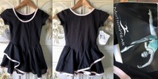 NWT NEW MOTIONWEAR USA CHILD'S BLACK SKIRT LEOTARD DANCE PINK PIPED GIRLS 8-10