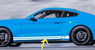 Seitenstreifen für Ford Mustang GT. Weiß glänzend. UK