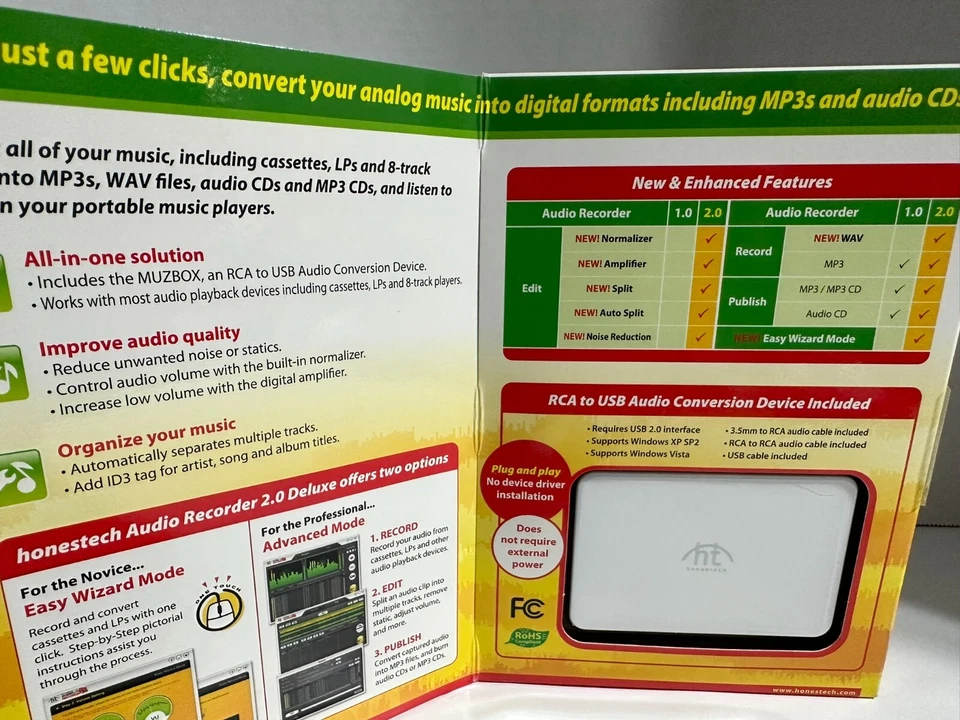 Honestech Audio Recorder 2.0 Deluxe Convert From Cassettes LPs (new/sealed) - Image 3 of 4