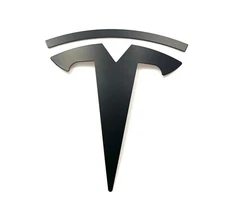 2016-2026 Model S FRONT "T" Badge OVERLAY Metal Emblem (Satin Matte Black)