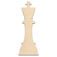 King Chess Wood Cutout Shape Unfinished Various Size & Qty 1/8" Craft Hobby