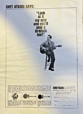 1964 Advertisement Gretsch Guitars Country Musician Chet Atkins
