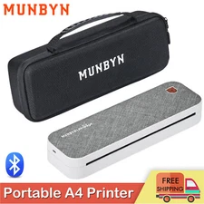 MUNBYN Portable A4 Printer Bluetooth 8.5x11 US Letter Thermal Printer Carry Case