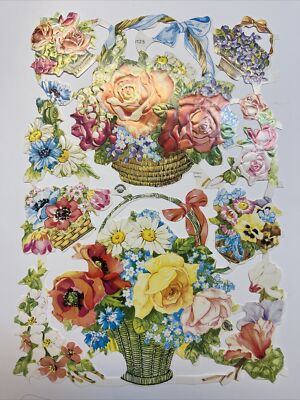 Glanzbilder, Oblaten, Made in Germany, Marke Taunus, No 6125, Rosen