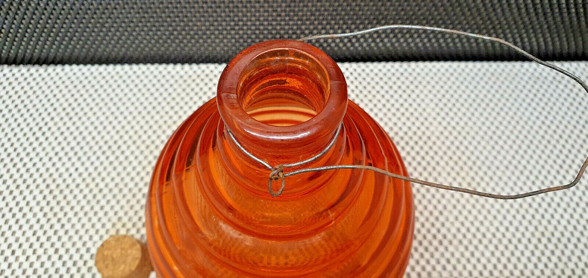 ANCIEN GOBE MOUCHES PIEGE A GUEPES EN VERRE ART POPULAIRE XIXème EUR 25