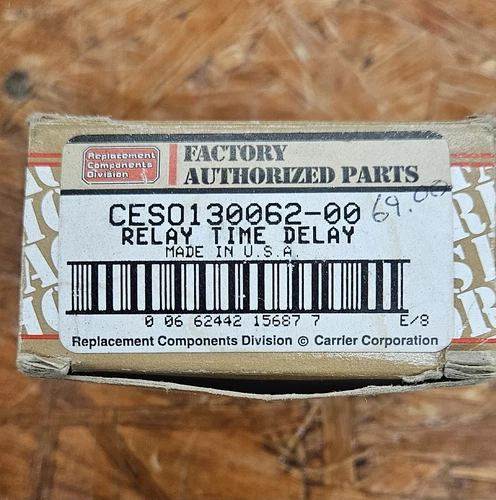 Carrier Bryant Payne CESO130062-00 Time Delay Relay. NOS