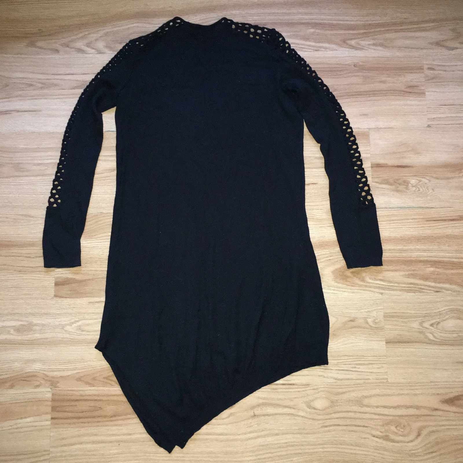 Abito body T by ALEXANDER WANG nero in maglia di lana con occhielli asimmetrici S
