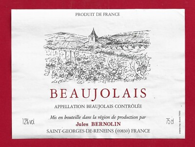 87/51 Etikett BEAUJOLAIS Einsatz ds Produktregion Jules BERNOLIN St Georges69830