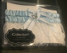 NEW ICollection Garter and Throwaway Garter Ice Light Blue NEW NWT A03