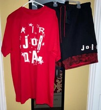NWT MENS NIKE AIR JORDAN T-SHIRT SHORTS both top bottom SZ XXL OUTFIT BRED   