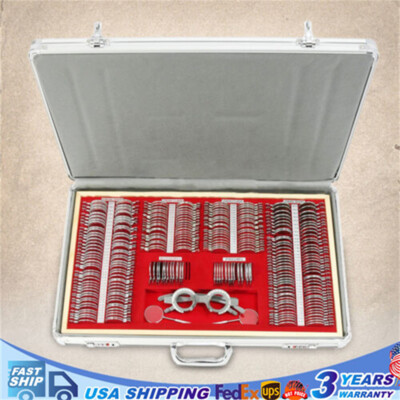 266 pcs Optical Trial Lens Set Optometry Kit Metal Rim Alu Box Trial Frame