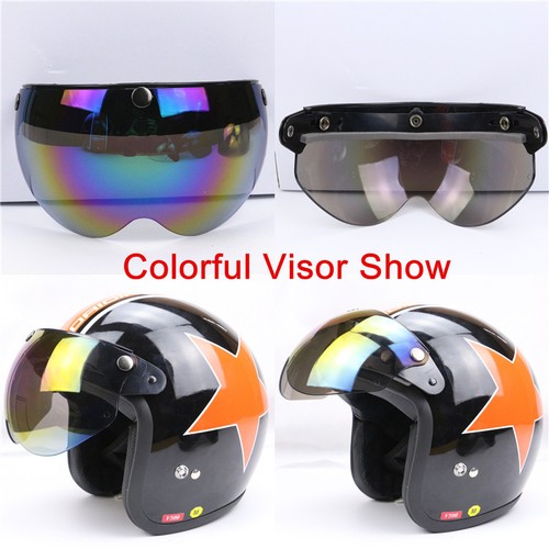 3-Snap Universal Flip Up Visor Shield PC W Lens for Open Face Motorcycle Helmets - Picture 3 of 7