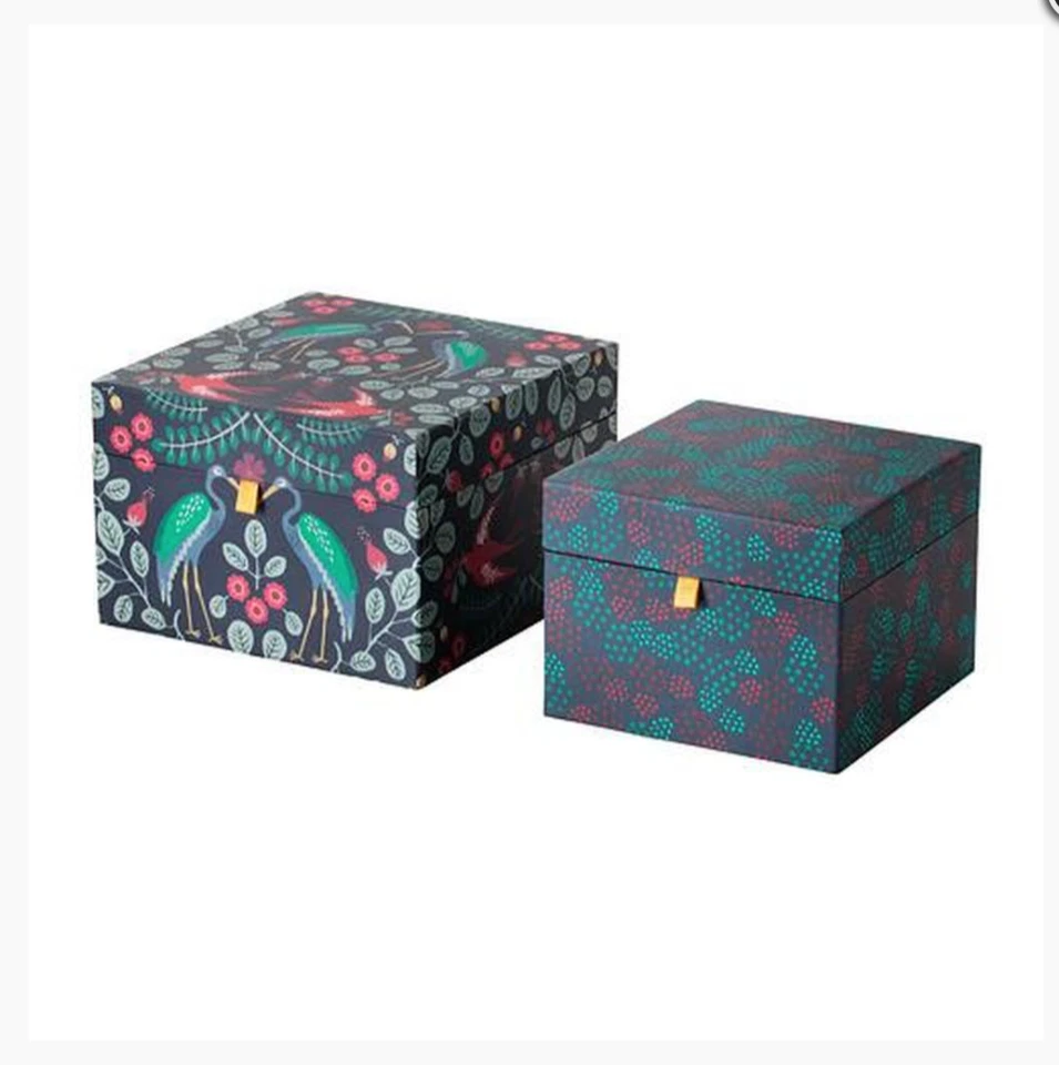 Heavy Duty Cardboard Nesting Storage Boxes Beautiful Birds Floral Berries Box - Image 3 of 3