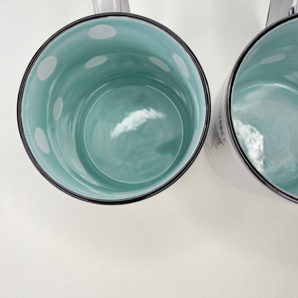 2 Boston Terrier Coffee Mug Spectrum Designz White w Black Dog Polka