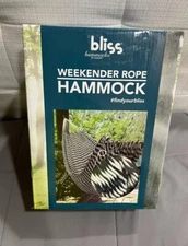 Bliss Hammocks 34" Wide Brazilian Style Rope Hammock w/ Braided Rope Ends