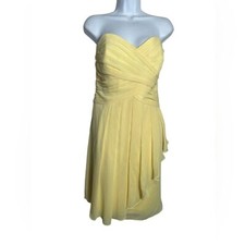 David’s Bridal dress size 14 bright yellow chiffon strapless summer dress 💛