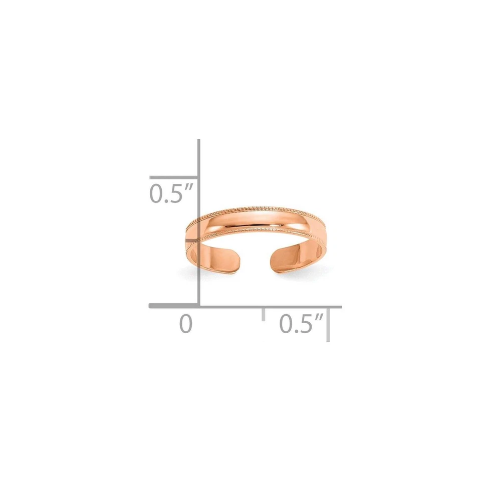 14k Real Solid Rose Gold Mill Grain Style Adjustable Toe Ring - Image 3 of 3