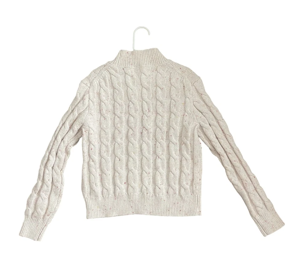 Suéter tejido con cable Crewcuts para niñas talla 8-9 Fisherman Preppy J. Crew Crema Marfil Foto 4 de 4