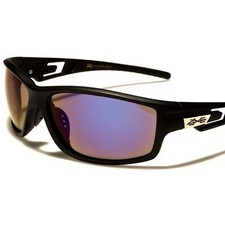 Cycling Running Baseball Outdoor Blue Mirrored Lens Black Wrap Sport Sunglasses