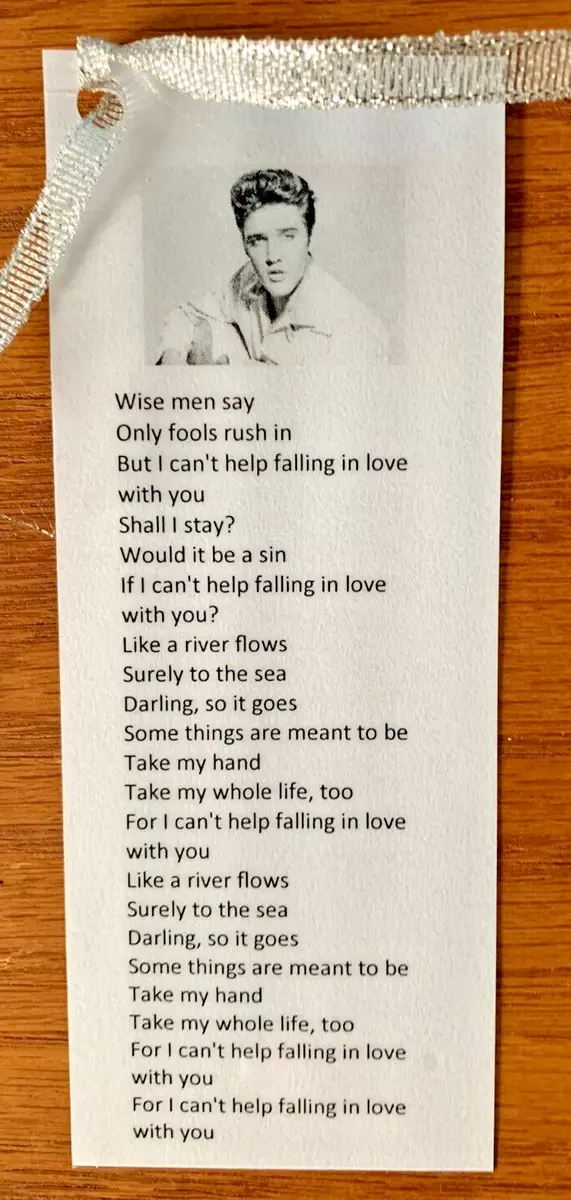 🎸Silver Ribbon Elvis Presley Bookmark Lyrics Can't Help Falling