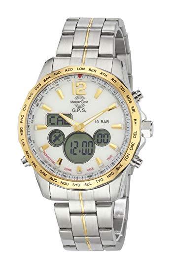 Master Time GPS Quartz World Watch Chronograph Stainless Steel