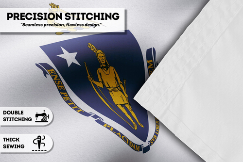 AGAS Massachusetts MA State Flag Single Sided Reverse Printed 200D Nylon Banner - Picture 24 of 35