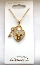 NEW DISNEY ARRIBAS MICKEY MOUSE ICON HEART  KEY NECKLACE WITH SWAROVSKI CRYSTAL