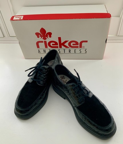 Rieker Antistress Ladies genuine patent leather suede trim lace up Shoes UK 3.5 - Picture 15 of 24