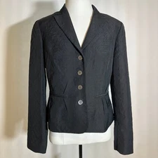 W by Worth Black Textured Blazer Suit Jacket Womens Size 8 Made in USA Vintage