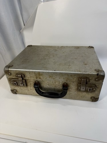 Vintage Aluminum Hard Case Briefcase Metal Equipment Storage 15x12x5.5
