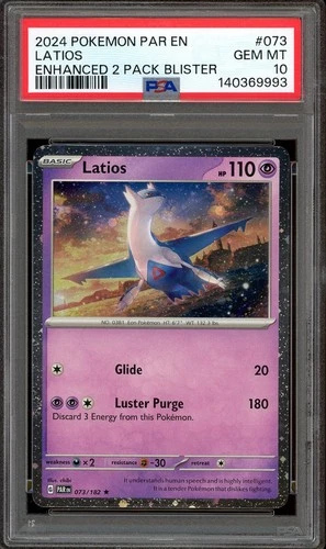 Pokemon TCG S&V Paradox Rift Enhanced 2-Pack Blister #073 Latios Cosmos PSA 10